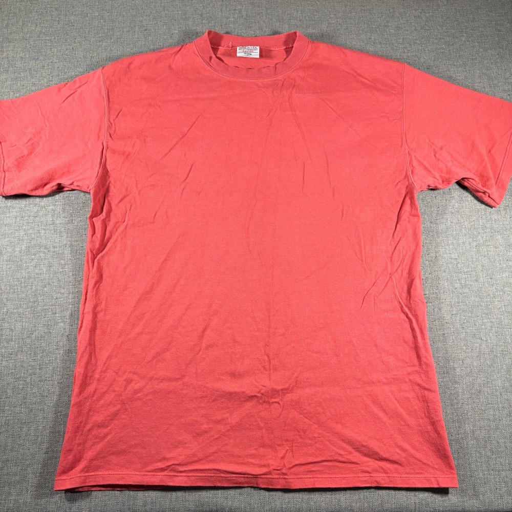 Vintage 90s Pluma T-Shirt Mens Large Red Heavyweight Cotton Blank Made in USA